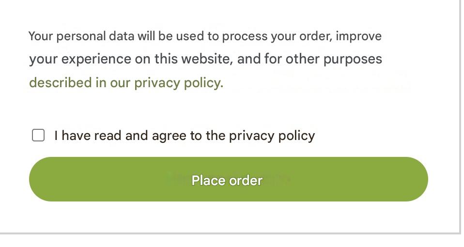 Privacy Policy Checkbox at Checkout